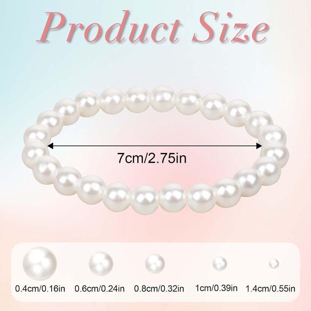 5 Stretchable White Pearl Bracelets For Daily Ele… - image 3